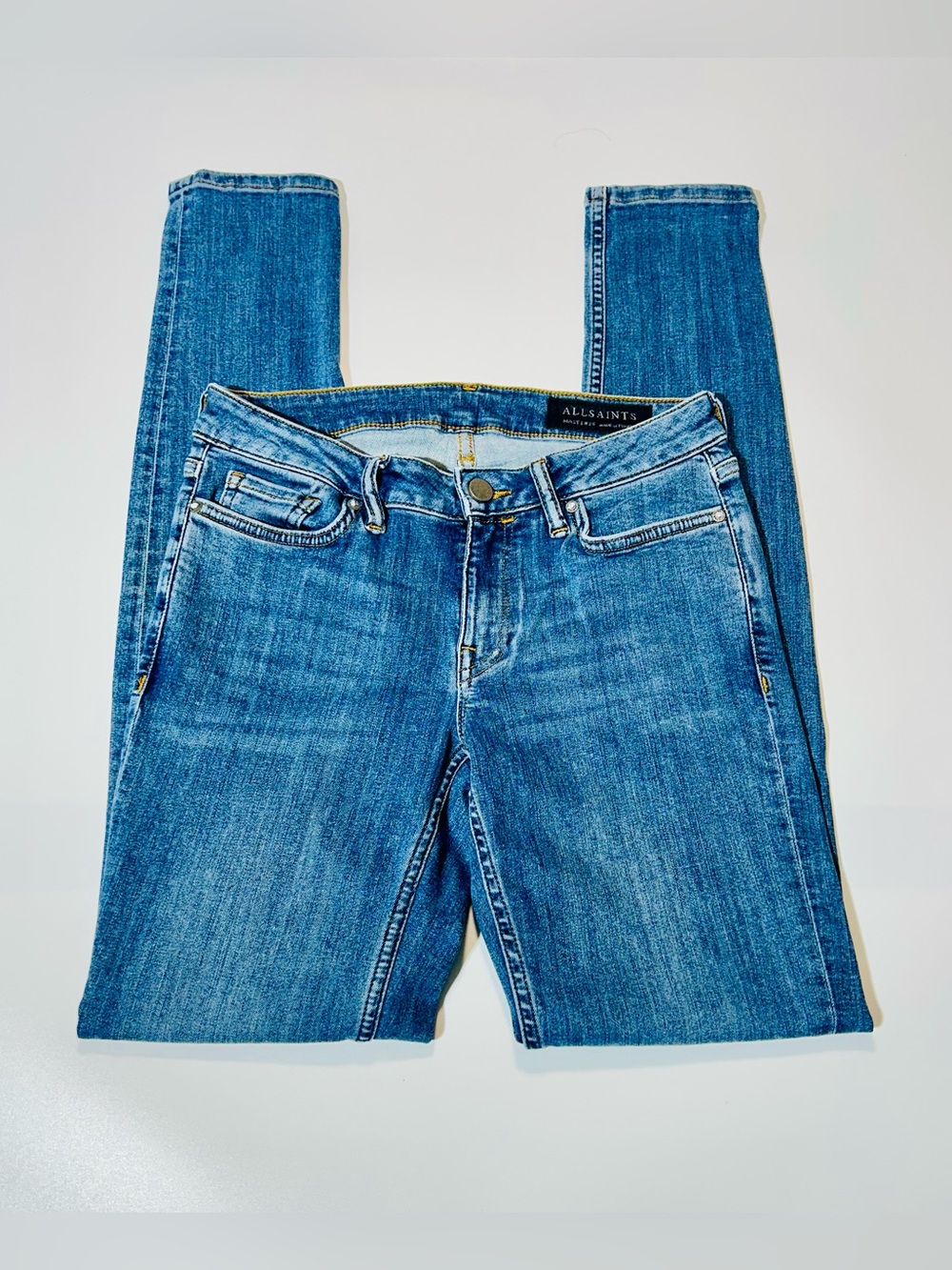 AllSaints jeans Mast low rise skinny jeans stretchy medium wash women size 25